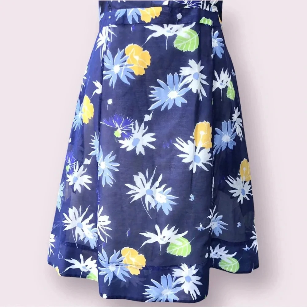 Creatures of the Wind Retro Midi Dress Size 6 Blue Floral 60s Housewife Mad Men - Picture 3 of 10